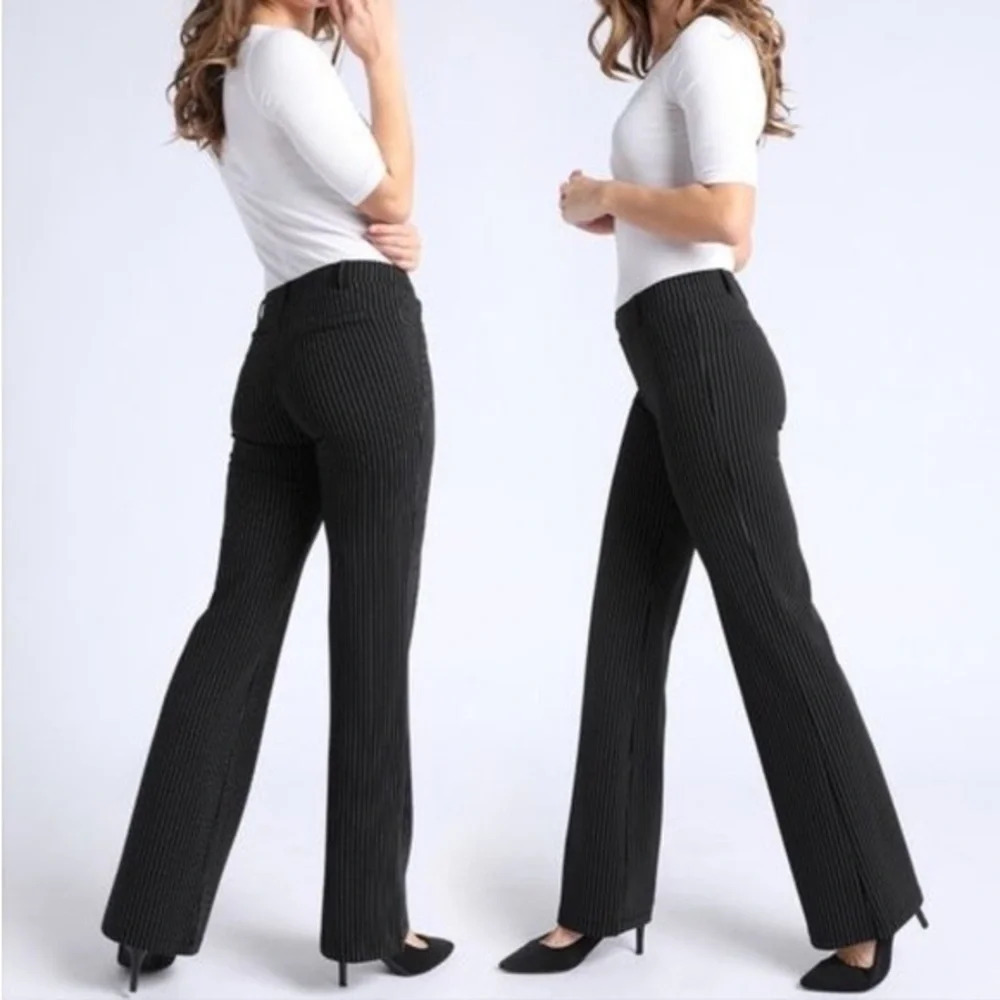 Betabrand Classic Yoga Dress Pant Boot Cut M Petite W0104-PIB Black Stripped